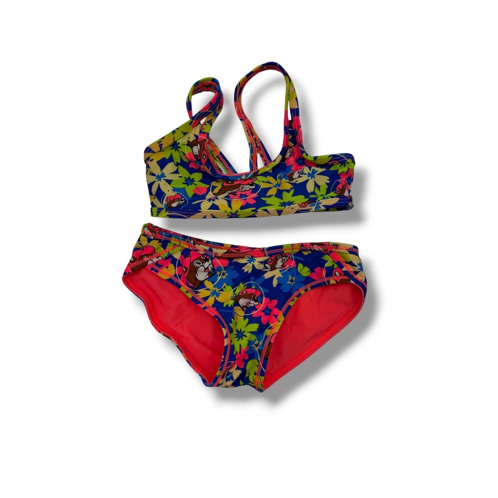 Buc-ee's‎ Girls Reversible Bikini Swimsuit Size 3T Multicolor Floral Beach Set